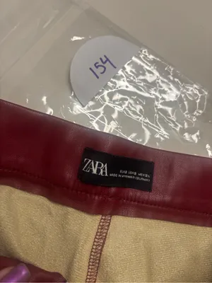 Zara Skinny Pants Size Small Red Faux Vegan Leather Party Wear Zip Ankle Concert thumbnail 8