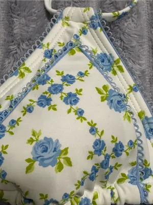 Wild Fable Floral String Bikini Set — Blue & White — Size S (4–6) — NWT thumbnail 3
