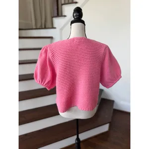 Sabo Skirt Bubblegum Pink Knit Short Puff Sleeve Sweater thumbnail 5