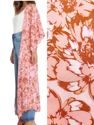 Petal + Pup Longline Floral Open Front Kimono Duster Topper Cardigan Maxi Boho thumbnail 4