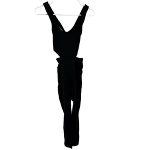 Free People Movement Back It Up Onesie Jumpsuit Workout Cropped Cutout Black XS thumbnail 2