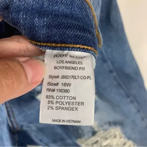 Judy Blue size 16 W Ulta distressed boyfriend fit Ripped Skinny Jeans denim thumbnail 5