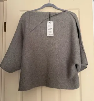 NWT Zara Knit Sweater with Lapel Collar thumbnail 1