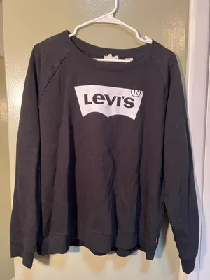 Levi's Women's Size XL Crewneck Sweatshirt Black White Batwing Graphic Classic thumbnail 2