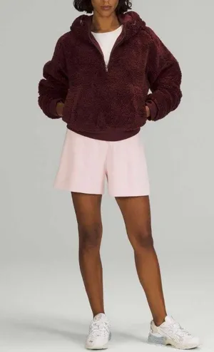 LULULEMON- Textured Fleece 1/2 Zip Red Merlot Pullover Hoodie Warm Comfy Cozy thumbnail 1