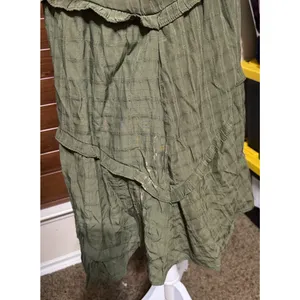 Entro Ruffle‎ Tiered Dress Sz M Cottagecore olive green gauzy FLAW thumbnail 6
