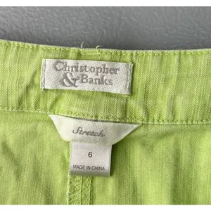 Christopher & Banks Skirt Size 6 Dopamine Lime Green A-line Midi Stretch Denim thumbnail 5