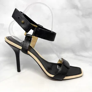 GUCCI Vintage Y2K Leather Square Open Toe Strappy Stiletto Heel Sandal Black 9.5 thumbnail 2
