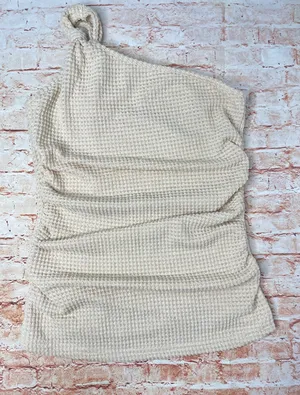 Elegant Cream One-Shoulder Knit Blouse thumbnail 1