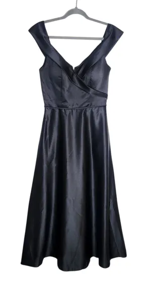 Morilee by Madeline Gardner Black Satin Formal Gown Size 8 thumbnail 1