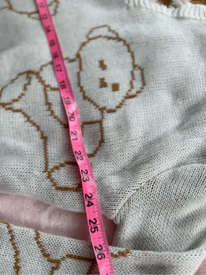 Just Polly White Kawaii Distressed Teddy Bear Sweater Soft Grunge Small thumbnail 4