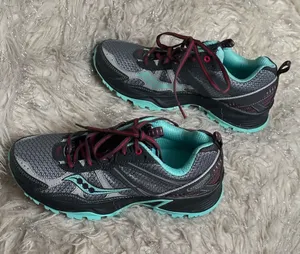 Saucony Women's Gray/Teal Trail Excursion Hiking Running Shoes Size USA 6 thumbnail 1