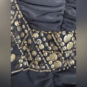 Vintage Sue Wong Nocturne Black Ruched Beaded Mini Dress size 8 thumbnail 9