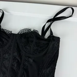 Dealmore Corset Top Sz Small Black Lace Mesh Crop Top thumbnail 6