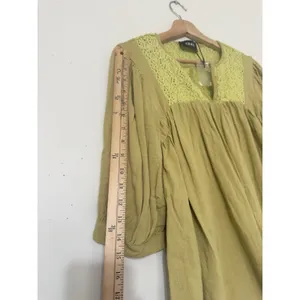 Cider Crochet Peasant Blouse Women’s Size XS Green/Yellow Boho Cottagecore NWOT thumbnail 11