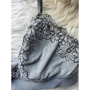 Gray Lace Trim Bralette with Adjustable Straps thumbnail 2
