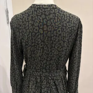 Rails Maple Dress Olive‎ Batik Cheetah Animal Print Midi V-Neck Long Sleeve M thumbnail 7