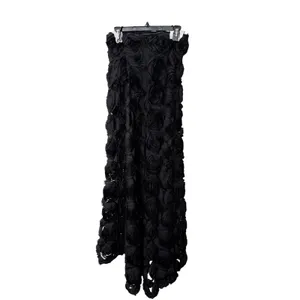 Elliatt Selena Maxi Dress Black Rosette 3D Floral Strapless Gown thumbnail 4