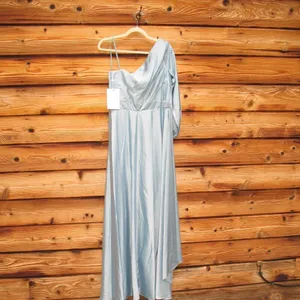 NWT Mac Duggal 49141 French Blue One Shoulder Flowy Gown Dress Size 6 thumbnail 12