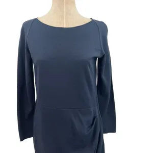 Armani Collezioni Draped Sheath Dress Classic Long Sleeve Navy Blue‎ Size 10 thumbnail 3