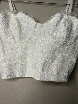 Cami NYC Revolve Scarlett Off White Lace Bustier‎ Smocked Back Crop Top thumbnail 3