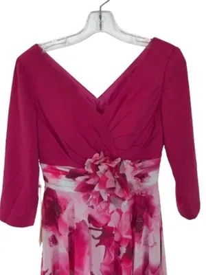 NWT Womens Size 4 LT LanTing Bride Fuchsia Pink Floral Applique Maxi Dress NEW thumbnail 5