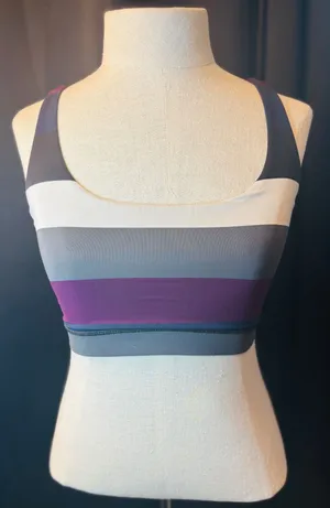 Lululemon Free To Be Wild Sports Bra Striped Purple Grey Strappy Yoga Bra thumbnail 1