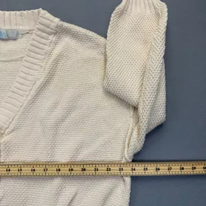 Free People FP Beach‎ Logan Cardigan Cream Cotton Chunky Knit Sweater Large thumbnail 3