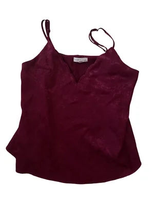 Socialite Wine Red Satin Jacquard Cami with Adjustable Straps thumbnail 1