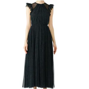 NWT Jill Stuart Black Polka Dot Tulle Maxi Dress Sz‎ 6 Flutter Formal thumbnail 2