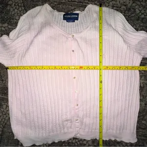 Ralph Lauren Polo Golf Vintage L Pink Cotton Knit Cable Knit Cardigan Sweater thumbnail 5