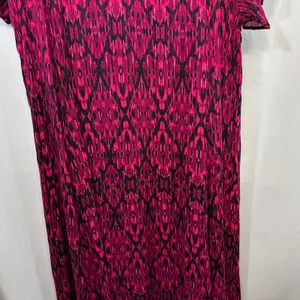 Woman Within Plus Size 22/24W‎ Maxi Dress 1X Petite Pink Black Ikat Coastal 602 thumbnail 4