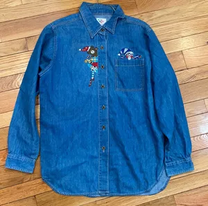 Nutcracker denim Christmas shirt ladies Medium thumbnail 1