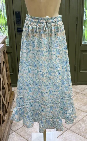 NWT Light Blue Floral Maxi Skirt – Size Small (S) thumbnail 1