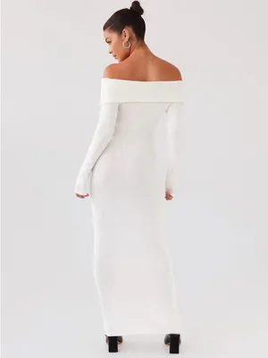 Peppermayo Alexandra Off Shoulder Knit Maxi Dress - Ivory Womens Size S / M‎ thumbnail 4