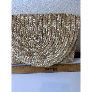 Straw Woven Clutch Bag Womens OS‎ Tan Natural Boho Coastal Cottagecore Neutral thumbnail 3