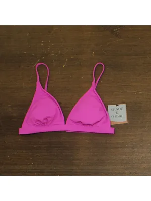 NWT Shade & Shore Womens Ribbed Triangle Bikini Top 94443819 Purple M thumbnail 2