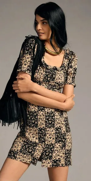 NWT By Anthropologie Ruffled Puff-Sleeve Dress Sz 4‎ thumbnail 1