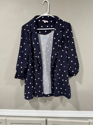ANDREE BY UNIT Navy and White Polka Dot Girls' Casual Blazer Dress thumbnail 3