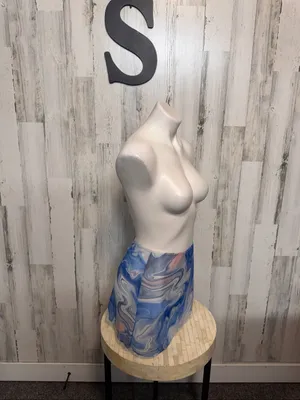 SHEIN Blue Marble Mesh Mini Skirt Womens S Abstract Y2K Sheer Swim Cover Up thumbnail 2