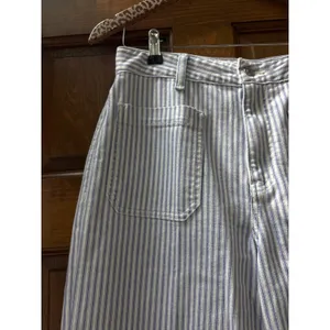 QUINCE Bella Stretch Patch Pocket Wide Leg Jeans in Railroad Stripe Size 29 NEW thumbnail 5