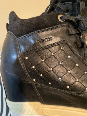 Black Leather Geox Wedge Sneakers 9 thumbnail 2