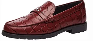 Coach Jocelyn Croc Embossed Dark Ruby Red Leather Slip On Penny Loafers Flats thumbnail 1