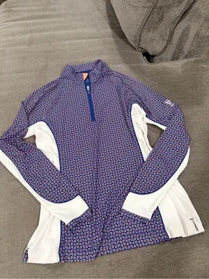 Peter Millar the players sun Navy and White Printed Quarter-Zip Long-Sleeve Top thumbnail 7