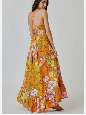 Plenty by Tracy Reese Orange, Pink, & Yellow Floral Maxi Dress thumbnail 2