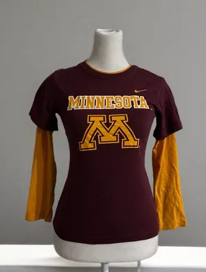 Nike Women's Maroon & Gold Minnesota Layered Short Sleeve Tee thumbnail 1