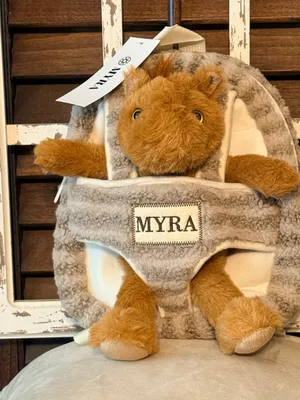 Myra Bag Plush Horse Backpack in Brown and Cream thumbnail 2