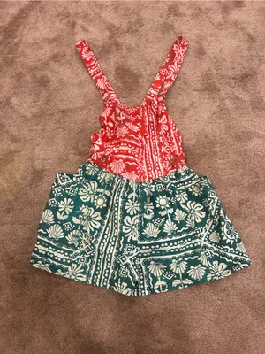 Free People Palm Bay Tropical Bandana Print Shortalls Romper medium NWOT thumbnail 4