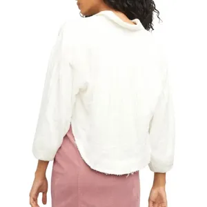 Free People Cozy Dreams Top Textured Cotton Loose Pullover in Soft White Size XS thumbnail 7
