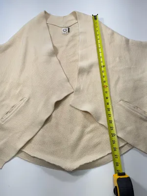 AKEMI + KIN Open-Front Short-Sleeve Cardigan in Cream thumbnail 3